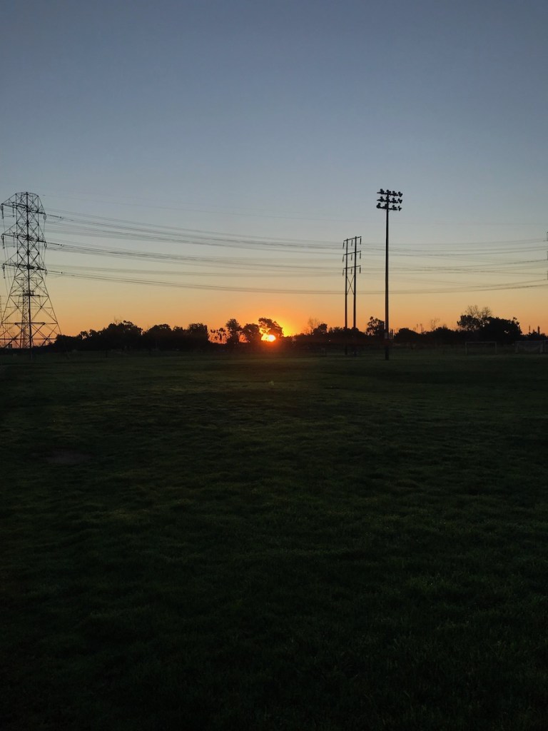 sunrise at a park on morning run