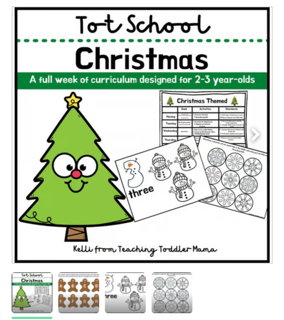 Toddler Christmas curriculum for 2 and 3 year olds to do at home 